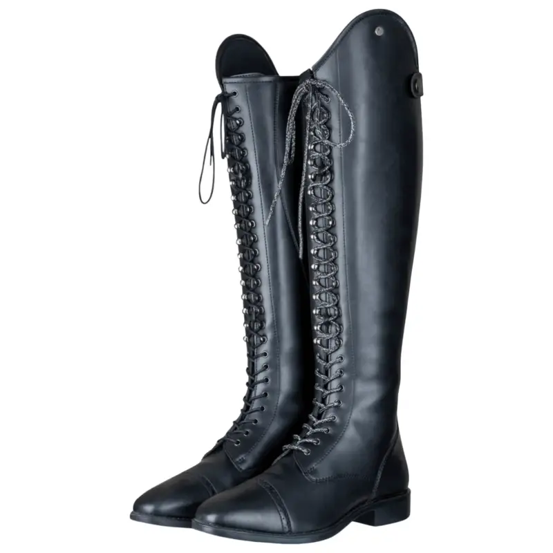 Reitstiefel Damen Portland Polo, mit Schnürung, Schwarz Letzte Chance