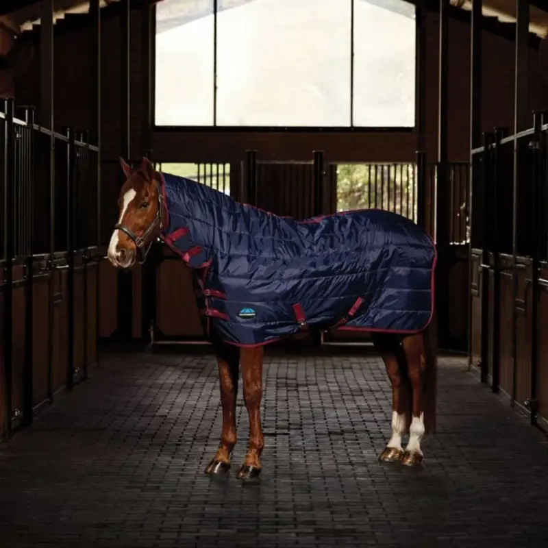 Neue Kollektion WeatherBeeta Stalldecke ComFiTec 210D Channel Quilt Combo Neck 220g Navy/Burgundy