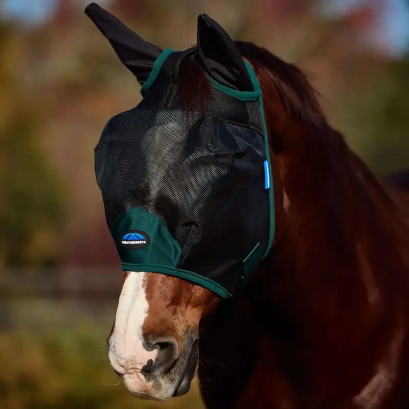 Highlight WeatherBeeta Fliegenmaske ComFiTec Durable mit Ohren Black/Forest Green