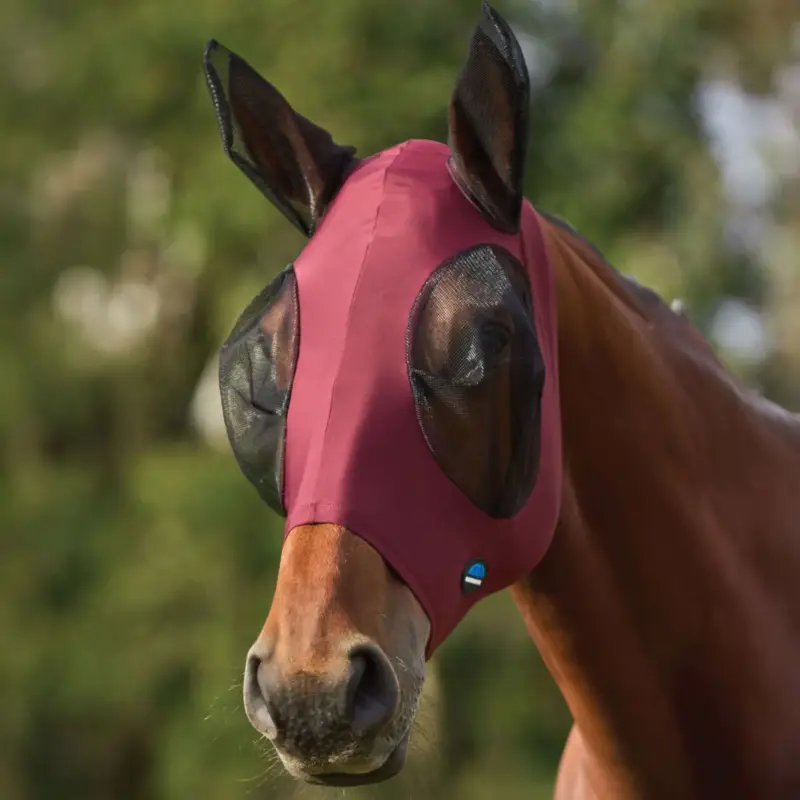 Preisknaller WeatherBeeta Fliegenmaske ComFiTec Stretch mit Ohren Burgundy/schwarz