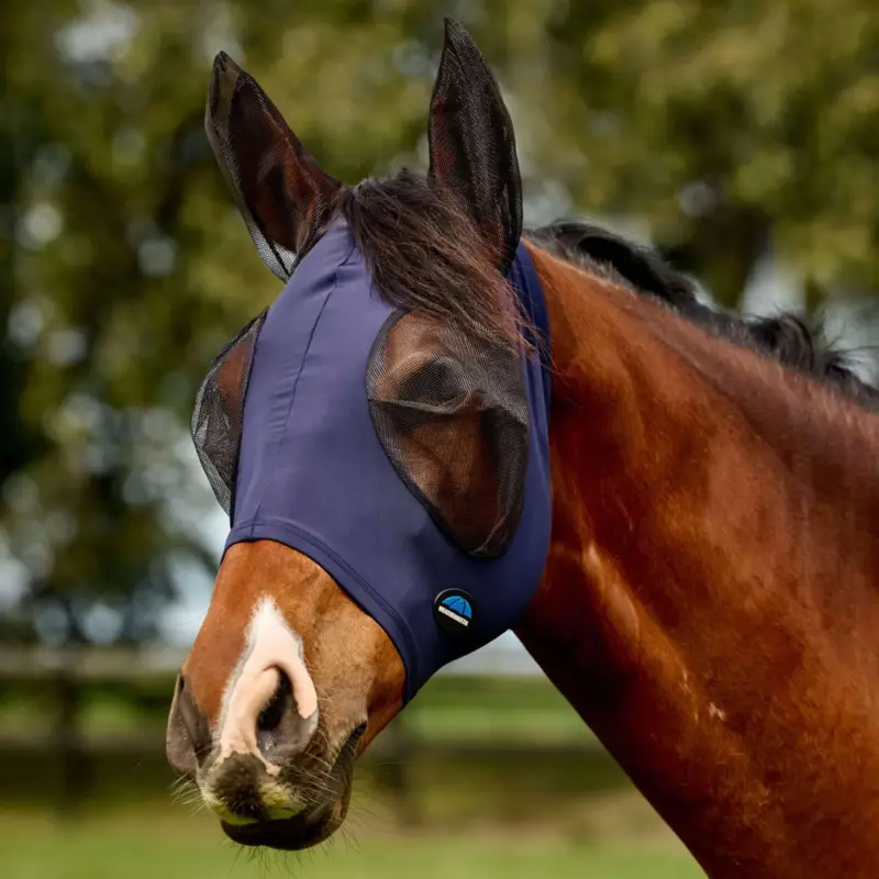 WeatherBeeta Fliegenmaske ComFiTec Deluxe Stretch mit Ohren Navy/Schwarz Kostenloser Versand