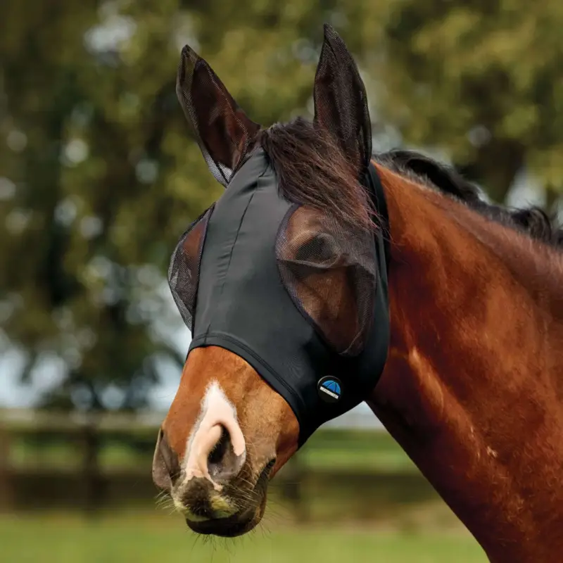 WeatherBeeta Fliegenmaske ComFiTec Deluxe Stretch mit Ohren Schwarz/Schwarz Finale Aktion