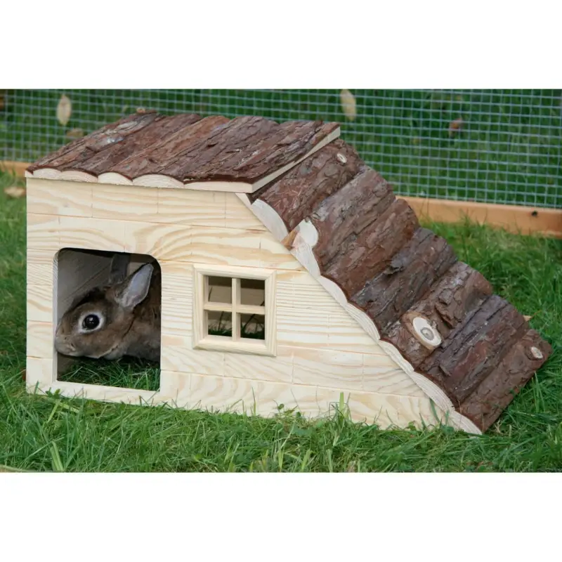 Neue Ware Kerbl Kaninchenhaus Nature Plus mit Treppe Holz