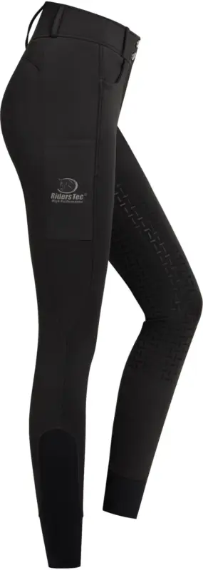 Silikonvollbesatzreithose High Waist RidersTec® High Performance für Damen, Black Markenprodukt