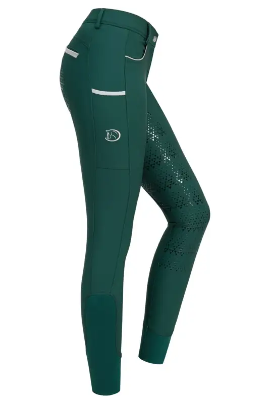 Silikonvollbesatzreithose Silver Design 2.0 für Damen, Dark Green Schneller Versand