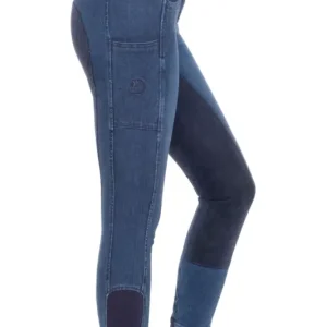 Jeansreithose mit Kunstledervollbesatz für Damen, Dark Blue Top-Angebot