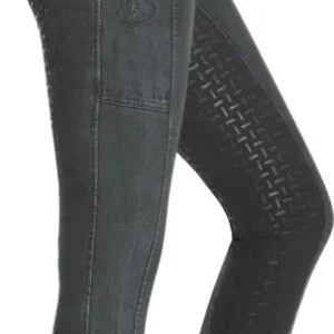 Jeansreithose High Waist Design mit Silikonvollbesatz für Damen, Grey Online Kaufen