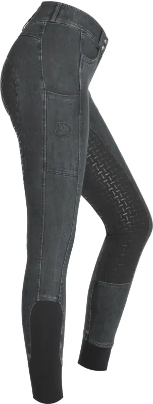 Jeansreithose High Waist Design mit Silikonvollbesatz für Damen, Grey Online Kaufen