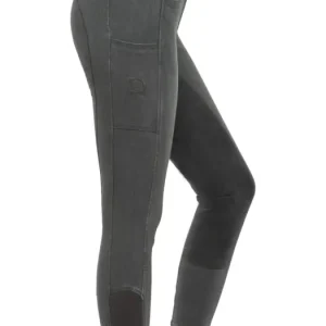 Jeansreithose mit Kunstledervollbesatz für Damen, Grey Wochenendangebot
