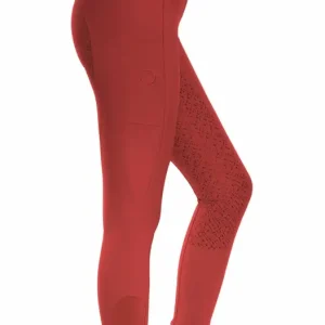 Geprüft Silikonvollbesatzreithose High Waist 2.0 für Damen, Pompeian Red