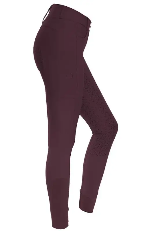 Silikonvollbesatzreithose High Waist 2.0 für Damen, Plum Aktuell