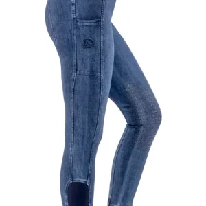 Jeansreitleggings mit Silikonkniebesatz für Damen, Dark Blue Echt