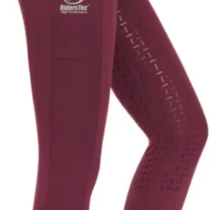 Reitleggings RidersTec® High Performance mit Silikonvollbesatz für Damen, Grape Wine Preis Gesenkt