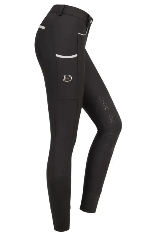 Silikonkniebesatzreithose Silver Design 2.0 für Damen, Black Knallerangebot