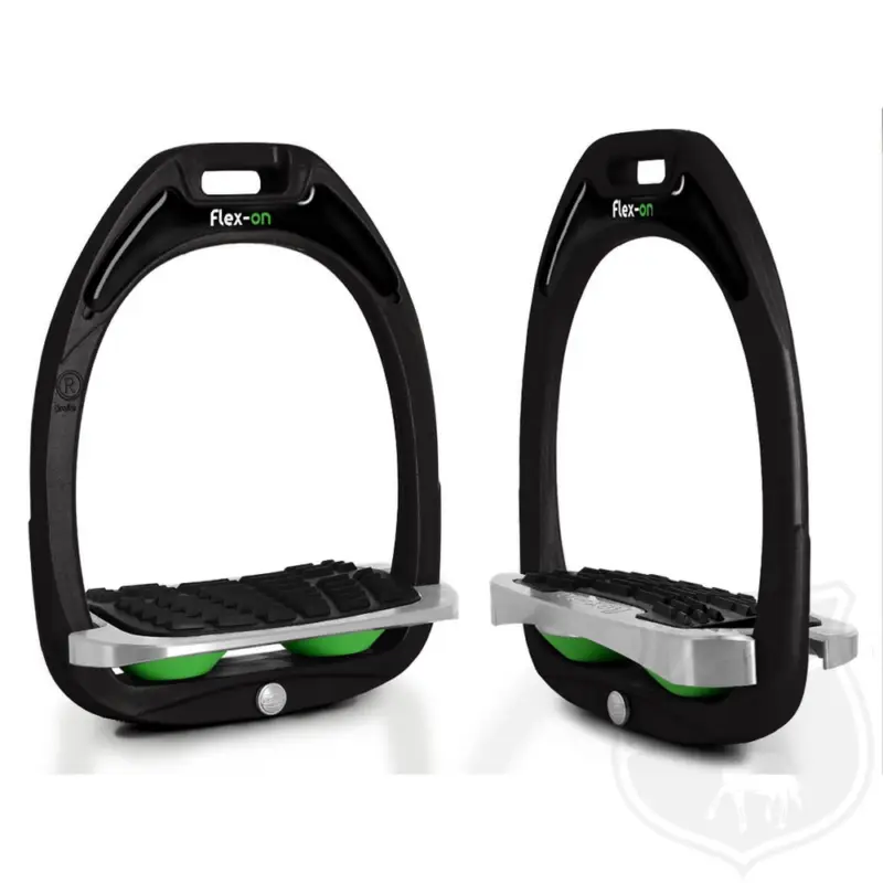 Flex-on Steigbügel Green Composite Line - Schwarz / Shock Absorber Grün Schneller Versand