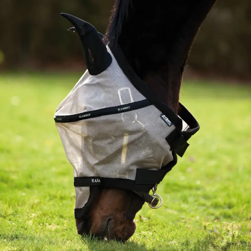 Angebot Horseware Rambo Plus Fly Mask Untreated- Silver, Pony