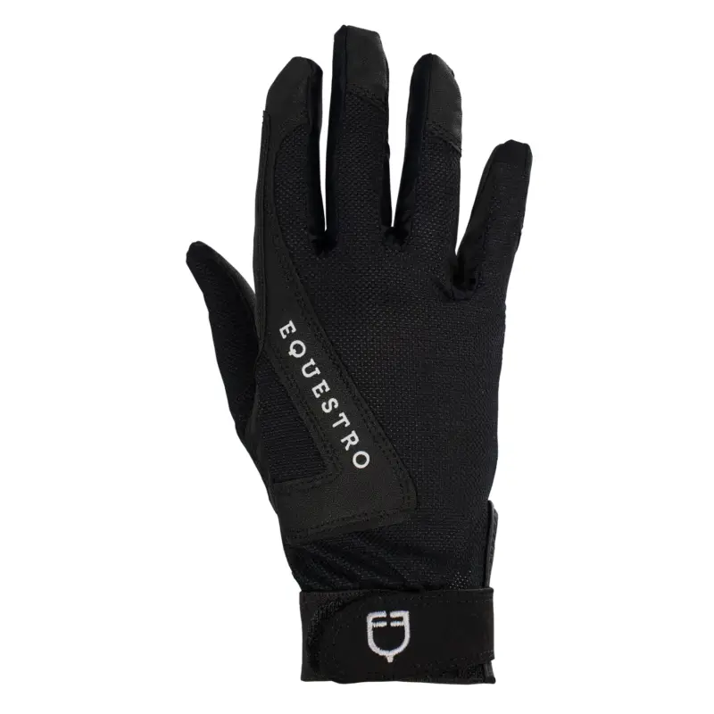 Neu Im Sortiment Equestro Technical Fabric Reithandschuhe - black, XL