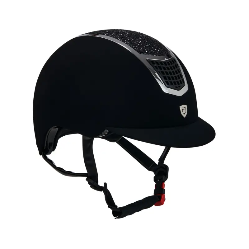 Preiswert Equestro Ultra-light Velvet Reithelm mit Strasssteinen - black/silver, L (59-61)