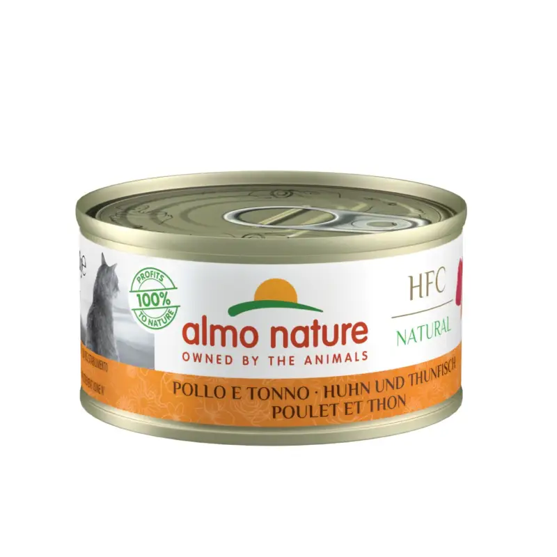 Expressversand Almo nature HFC Natural Nassfutter Katze Huhn und Thunfisch 24x70 g