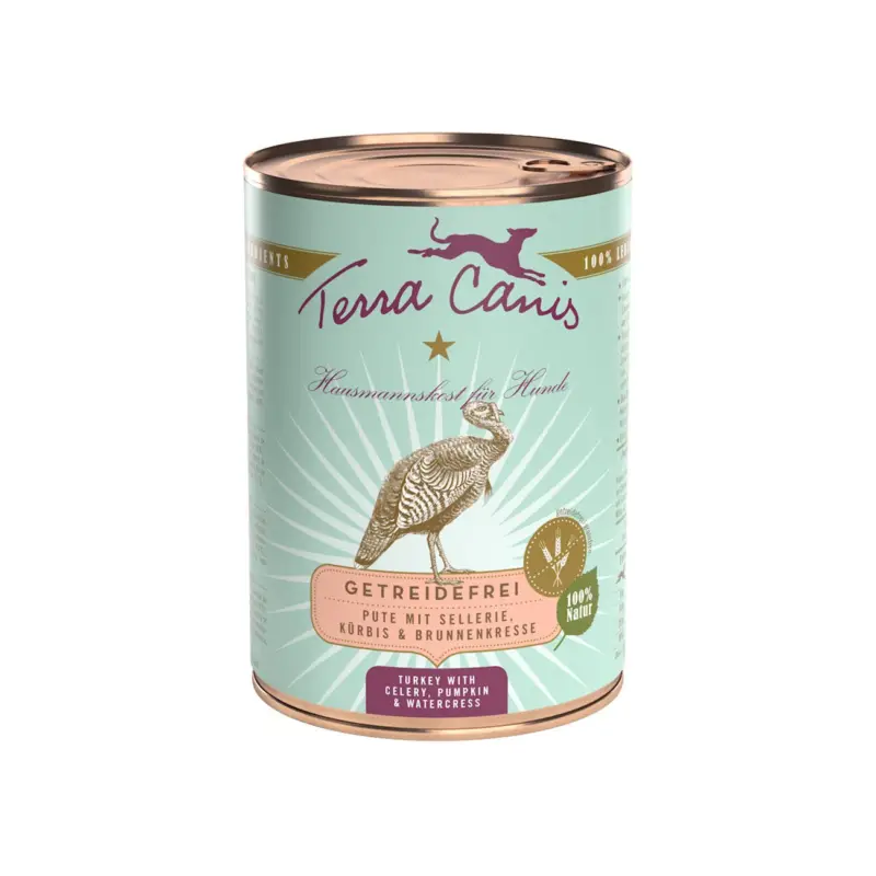 Terra Canis Getreidefrei Adult Pute mit Sellerie, Kürbis und Brunnenkresse 6x400 g Sichere Zahlung