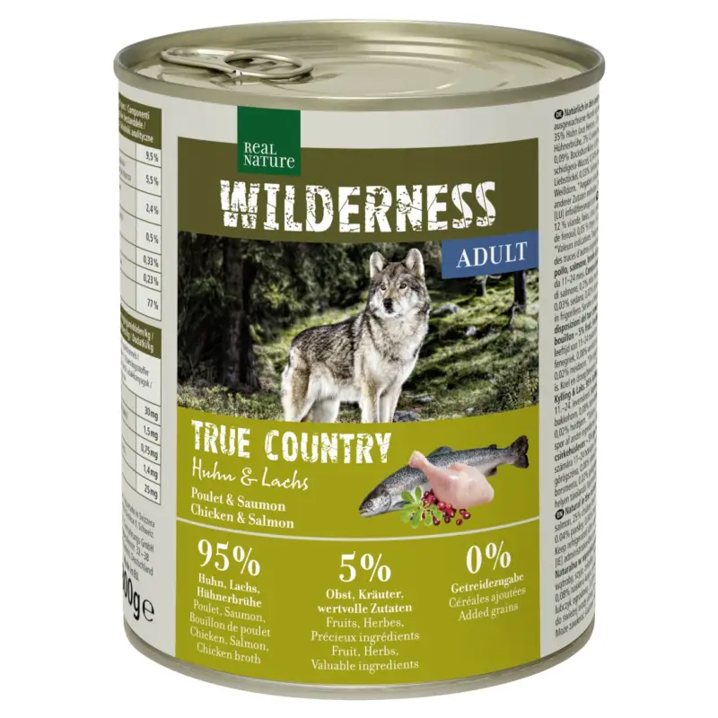 Top-Seller REAL NATURE WILDERNESS Nassfutter Hund, Adult, True Country, Huhn und Lachs 12x800 g