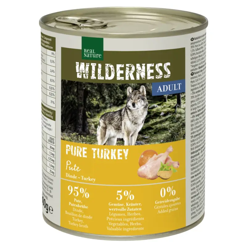 Neu Im Sortiment REAL NATURE WILDERNESS Nassfutter Hund, Adult, Pure Turkey 12x800 g