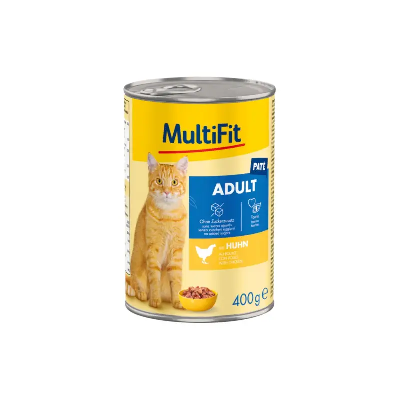 MultiFit Nassfutter Katze Adult, Paté, Huhn 12x400 g Jetzt Bestellen