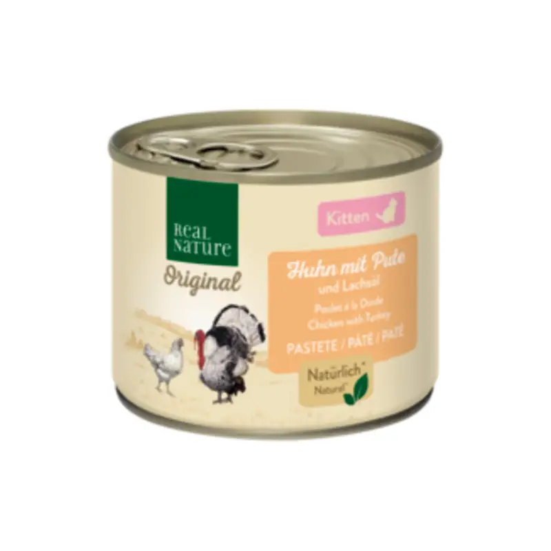 Jetzt Bestellen REAL NATURE Original Nassfutter Katze, Kitten, Huhn mit Pute und Lachsöl 12x200 g