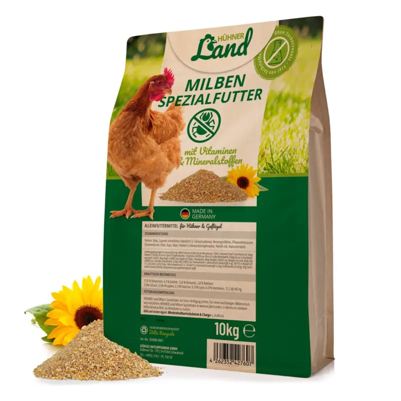 HÜHNER Land Milben Spezialfutter 10kg Schneller Versand